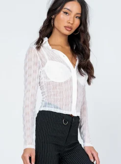 Princess Polly Seren Long Sleeve Top  White Cheap