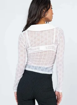 Princess Polly Seren Long Sleeve Top  White Cheap