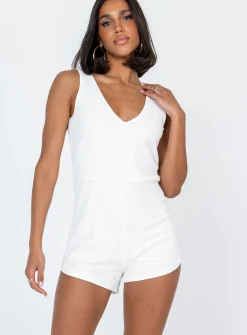 Princess Polly Serena Romper  White Store