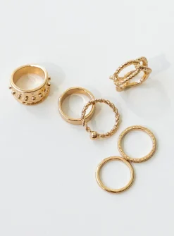Princess Polly Seri Ring Pack  Gold Outlet