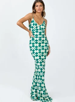 Princess Polly Seri Slip Maxi Dressmulti   Green Shop