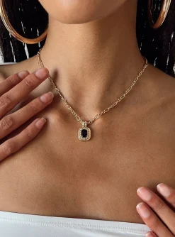 Princess Polly Setton Pendant Necklace/ Black   Gold Best Sale