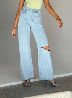Princess Polly Sevina Wide Legjeans Light Wash   Denim Sale