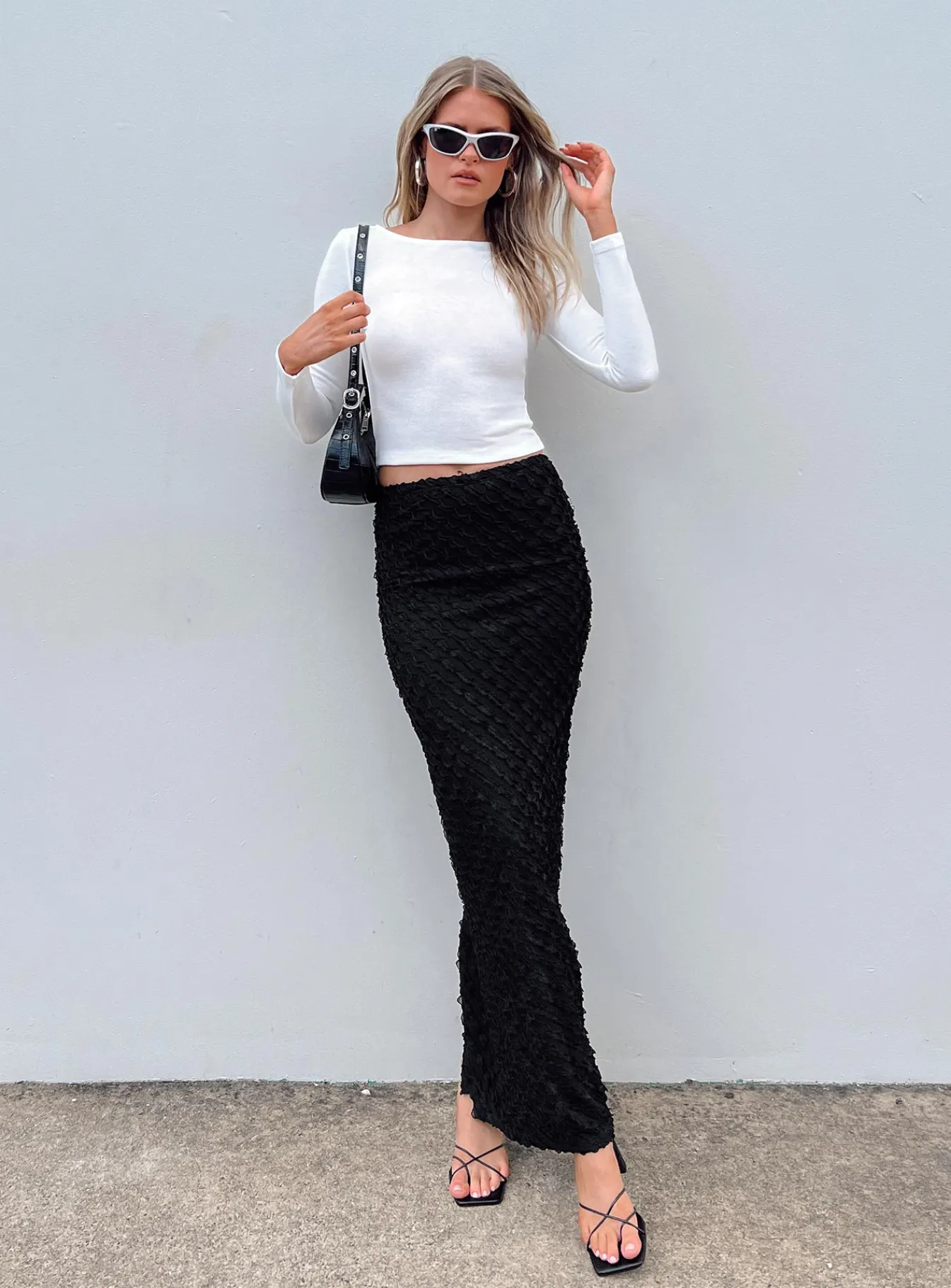 Princess Polly Sewell Maxi Skirt Black Shop