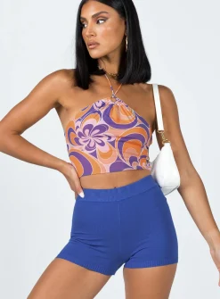 Princess Polly Seylena Knit Shorts  Blue New