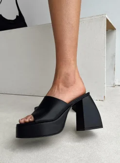 Princess Polly Shapiro Mules Platform Heels  Black Store