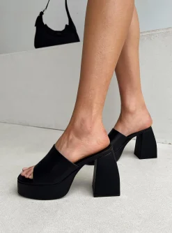 Princess Polly Shapiro Mules Platform Heels  Black Store