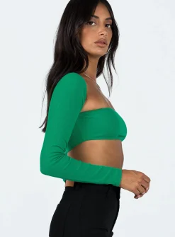 Princess Polly Sharli Long Sleeve Top  Green Best
