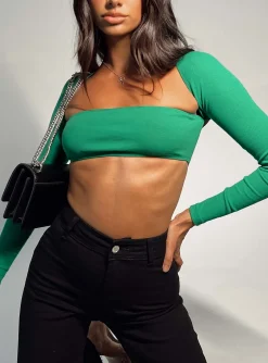Princess Polly Sharli Long Sleeve Top  Green Best