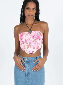 Princess Polly Sharna Bustier Top  Pink Floral Outlet
