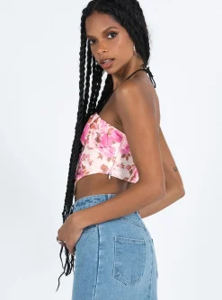 Princess Polly Sharna Bustier Top  Pink Floral Outlet