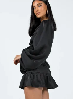 Princess Polly Sharnaya Wrap Mini Dress  Black Discount