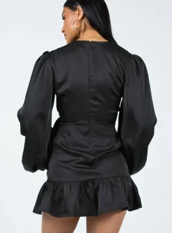 Princess Polly Sharnaya Wrap Mini Dress  Black Discount