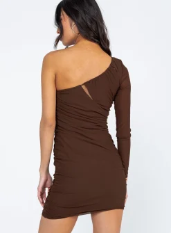 Princess Polly Shia Asymmetrical Mini Dress Brown Best