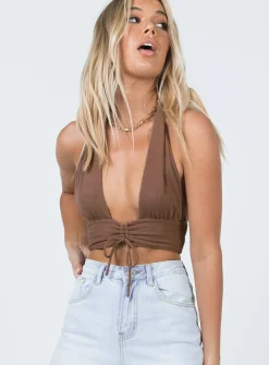 Princess Polly Shiloh Top  Brown Shop