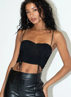 Princess Polly Shine Bright Crop Top  Black Flash Sale