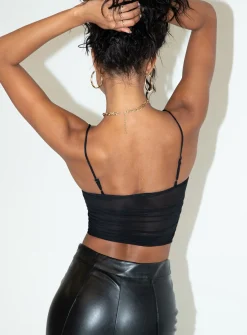 Princess Polly Shine Bright Crop Top  Black Flash Sale