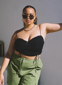 Princess Polly Shine Bright Crop Topcurve   Black Store