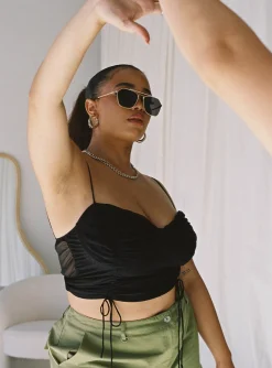 Princess Polly Shine Bright Crop Topcurve   Black Store