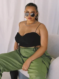 Princess Polly Shine Bright Crop Topcurve   Black Store