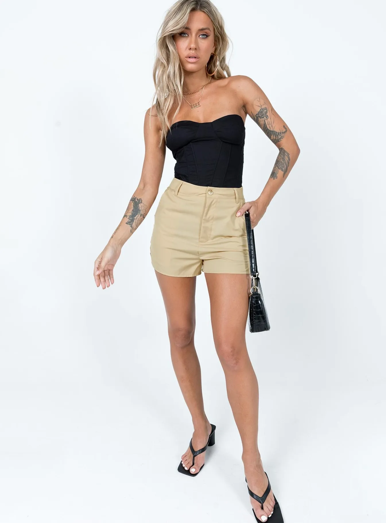 Princess Polly Sibel Shorts Beige Clearance