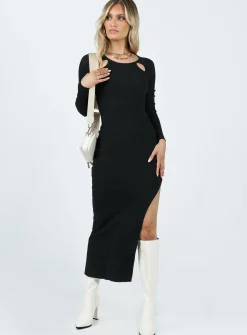 Princess Polly Sidney Long Sleeve Maxi Dress  Black Store