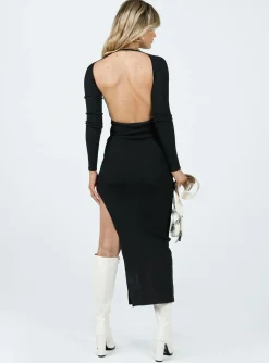 Princess Polly Sidney Long Sleeve Maxi Dress  Black Store