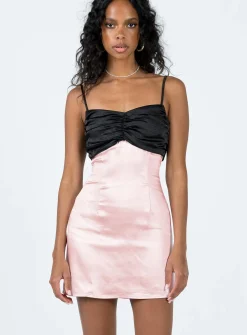 Princess Polly Siillato Bow Mini Dress/ Pink   Black Outlet