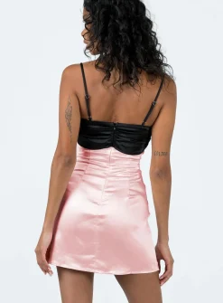 Princess Polly Siillato Bow Mini Dress/ Pink   Black Outlet