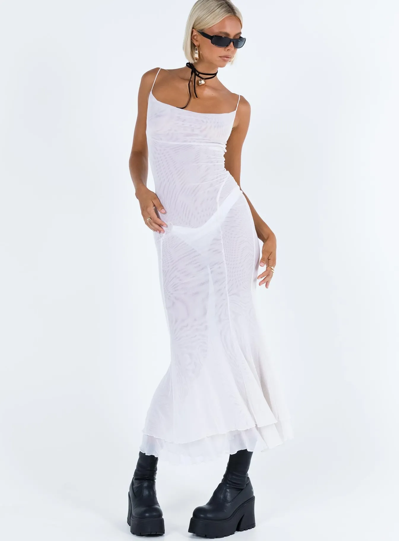 Princess Polly Sikora Vintage Maxi Dress  White New