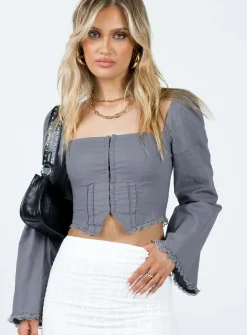 Princess Polly Silvanna Long Sleeve Top Blue Cheap