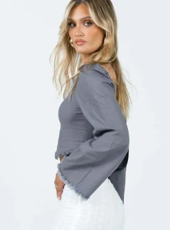 Princess Polly Silvanna Long Sleeve Top Blue Cheap