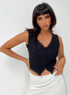Princess Polly Silvanna Top  Black New