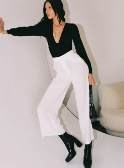 Princess Polly Simona Pants  White New