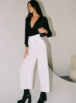 Princess Polly Simona Pants  White New