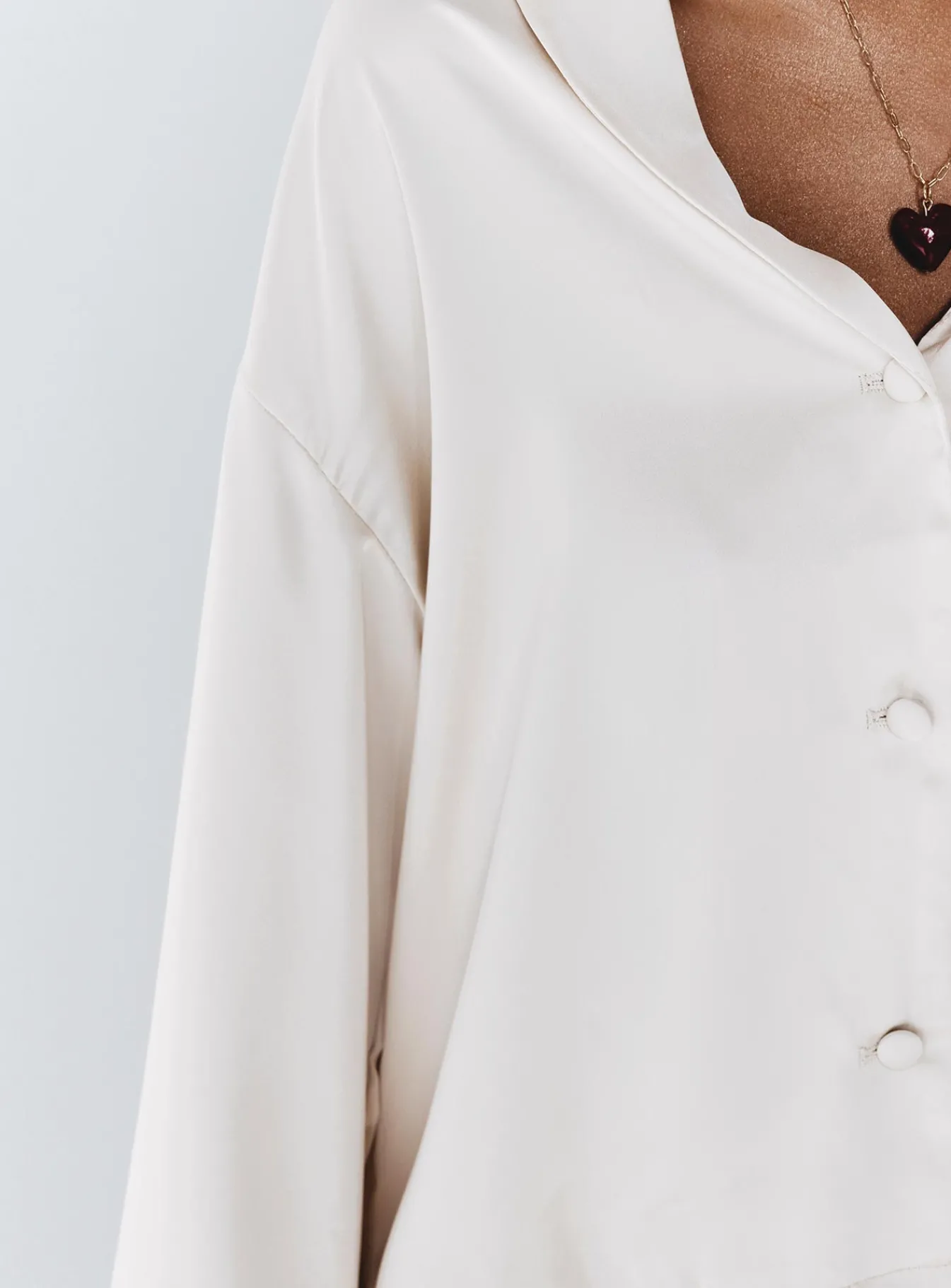 Princess Polly Sintra Satin Long Sleeve Shirt Champagne Flash Sale