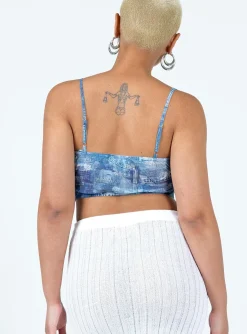 Princess Polly Sisto Top  Blue Clearance