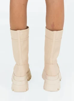 Princess Polly Sky High Boots Cream Fashion