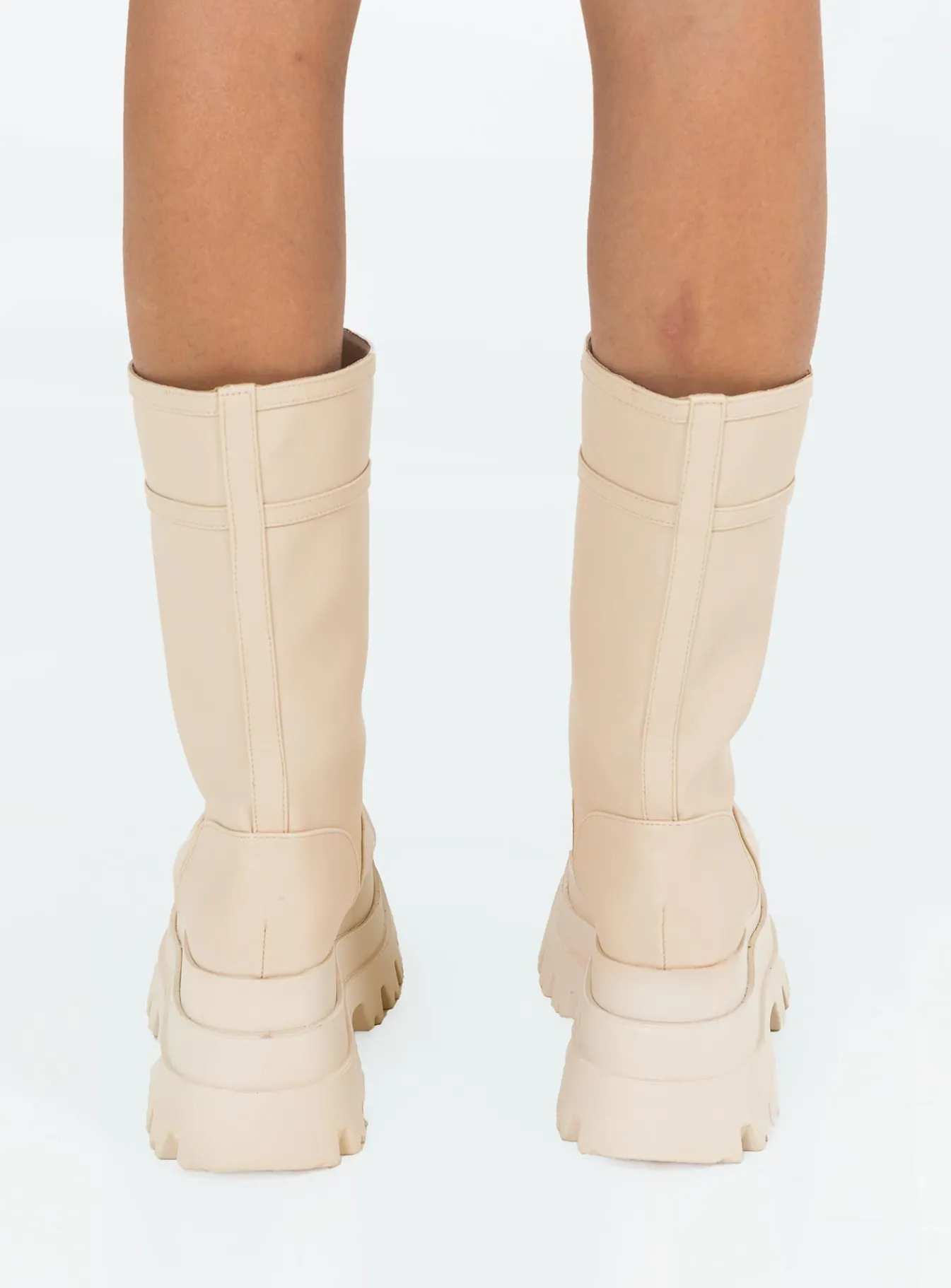 Princess Polly Sky High Boots Cream Fashion