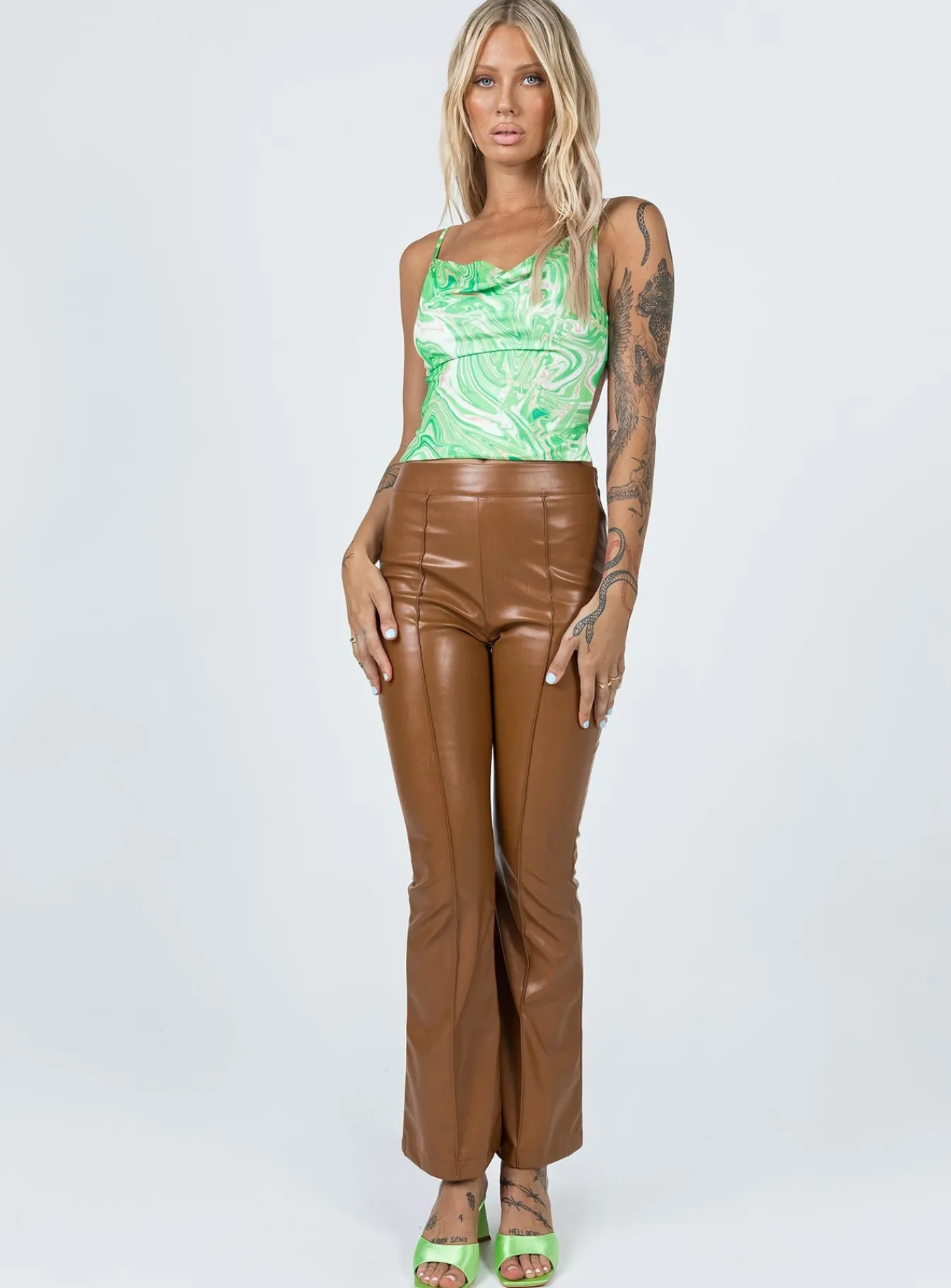 Princess Polly Slater Top Green Best Sale