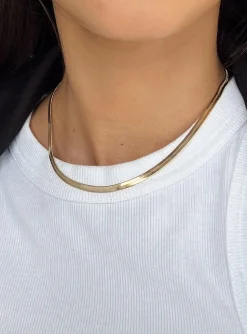 Princess Polly Snake Chain Necklace  Gold Discount