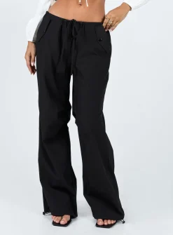 Princess Polly Snow Parachute Pants  Black Outlet
