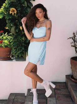 Princess Polly Snowbird Mini Dress  Blue Flash Sale