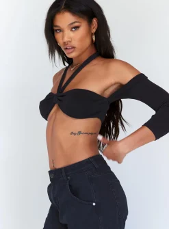 Princess Polly Soleil Long Sleeve Top  Black Shop