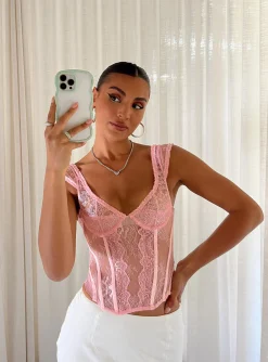 Princess Polly Some Like It Hot Lace Corset  Pink Cheap