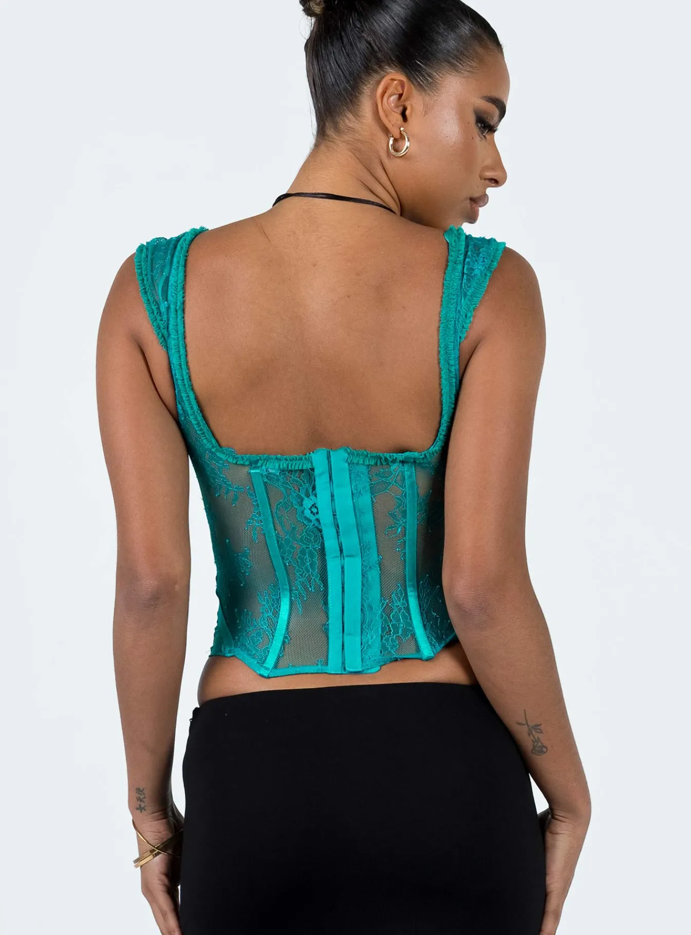 Princess Polly Some Like It Hot Lace Corset Teal Flash Sale