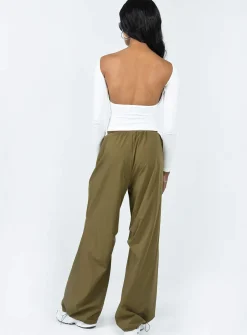 Princess Polly Somers Parachute Pant  Khaki Clearance