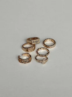 Princess Polly Something For All Ring Set  Gold Best Sale