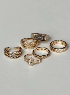 Princess Polly Something For All Ring Set  Gold Best Sale