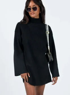 Princess Polly Sonelle Knit Mini Dress  Black New